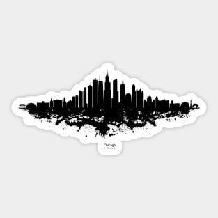 Chicago City Skyline - Black Watercolor silhouette on White Background Sticker